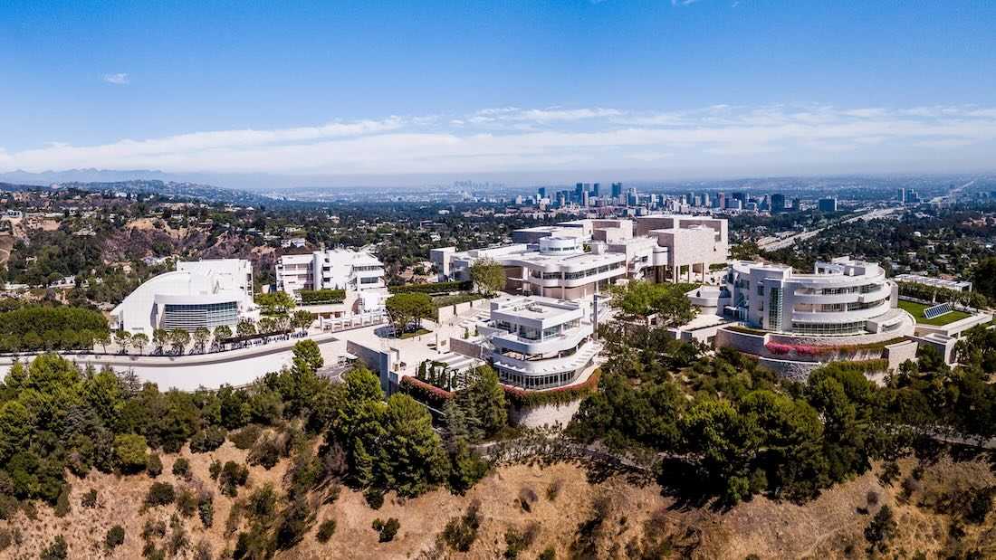 The Getty Center and downtown LA in the background